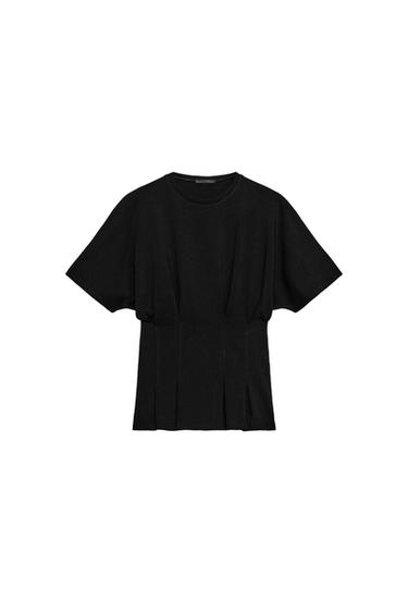 CAMISETA ENTALLADA PINZAS - Negro de Zara