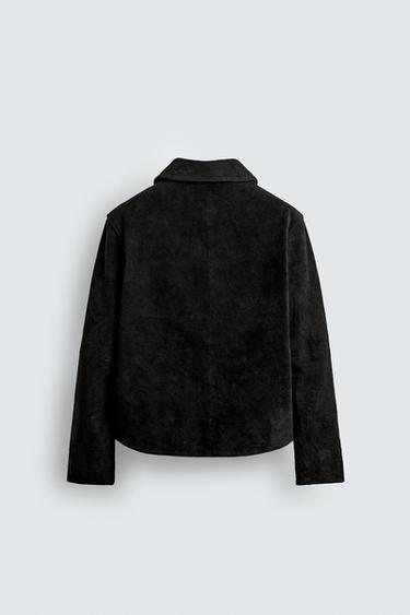 VESTE EN CUIR SUÉDÉ - Noir de Zara - Image 7