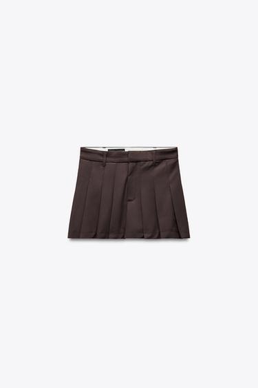 BOX PLEAT SKORT - Maroon Grey by Zara