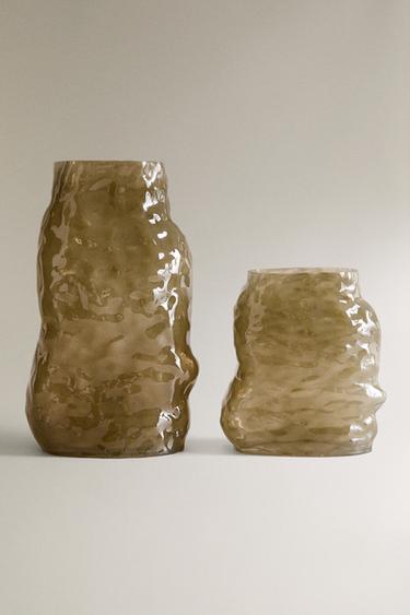 IRREGULAR GLASS VASE - Green by Zara