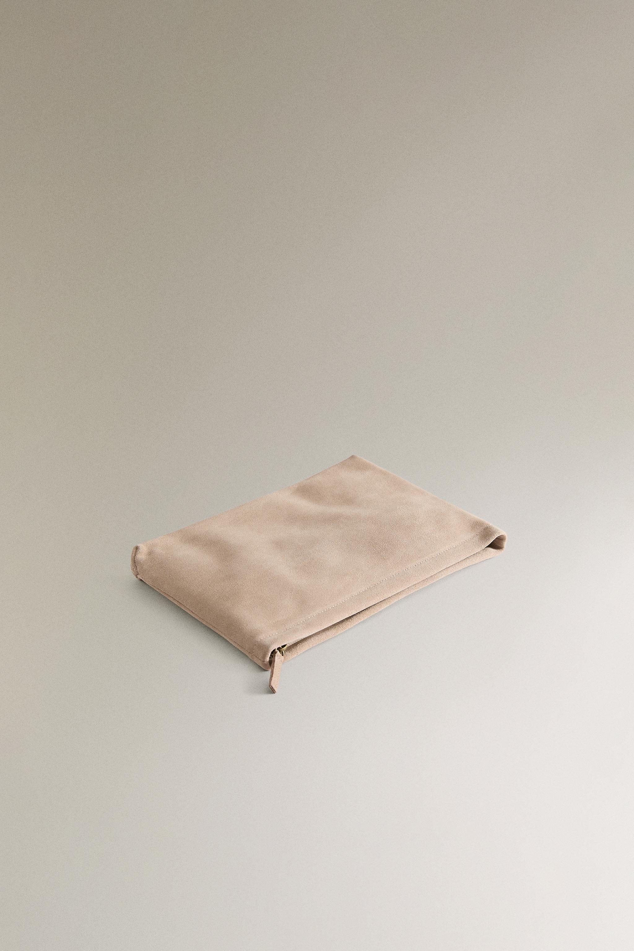 LARGE SPLIT SUEDE MAKEUP BAG