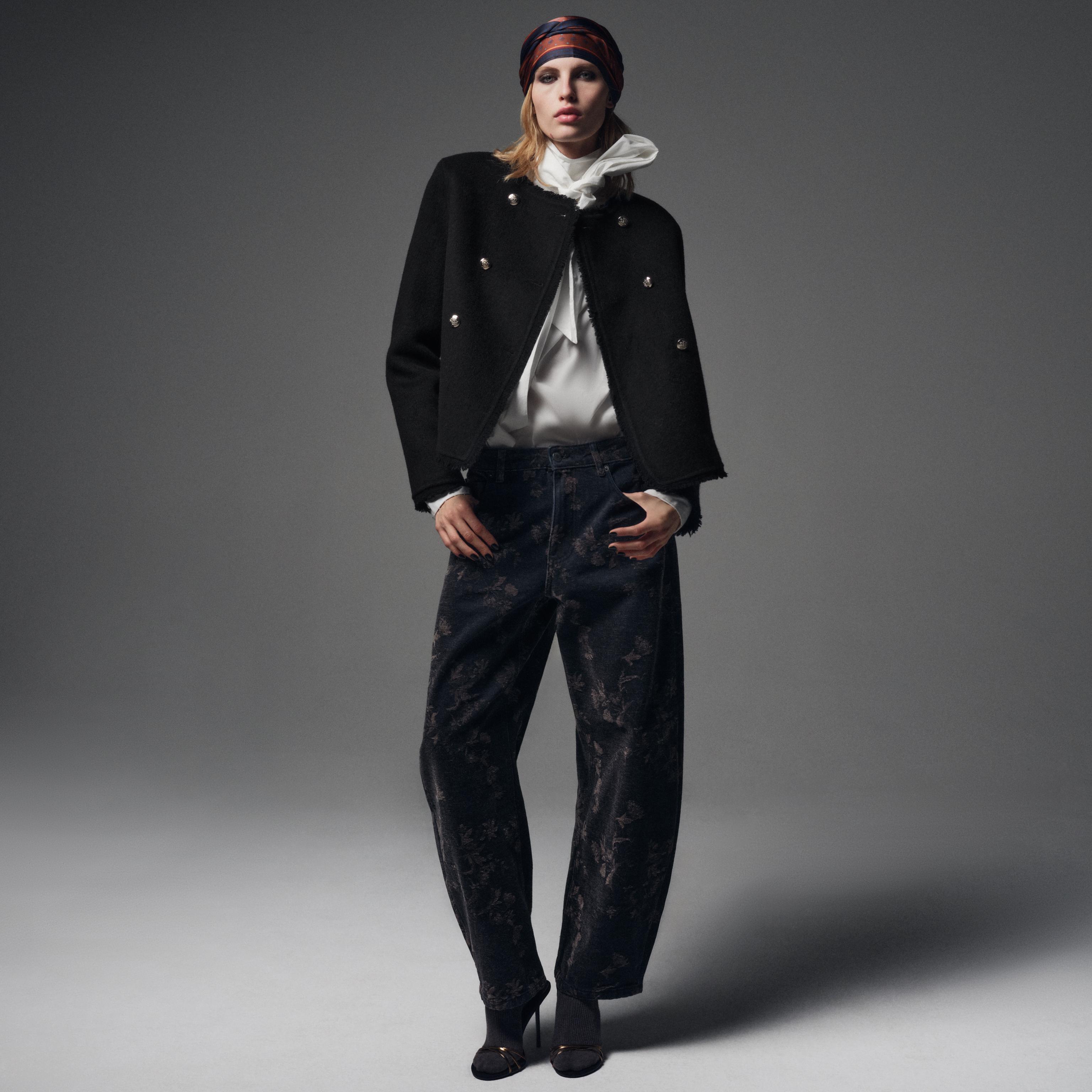 Zw Collection Mid-Rise Jacquard Cuffed Balloon Jeans by Zara