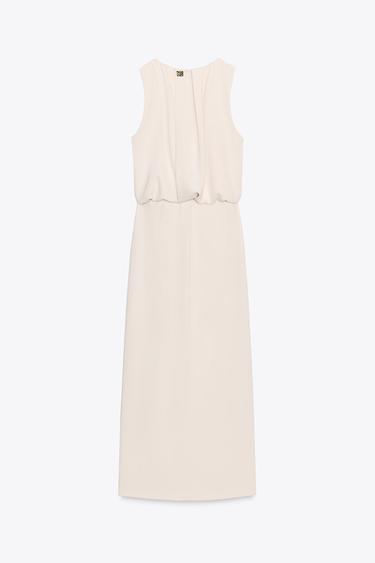 ROBE MIDI PLIS TAILLE - Écru de Zara - Image 8