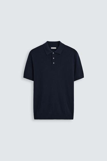 POLO DE TRICÔ MISTURA VISCOSE - Azul-marinho da Zara