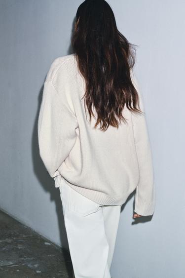 PULL OVERSIZE LAINE ET CACHEMIRE - Écru de Zara - Image 2
