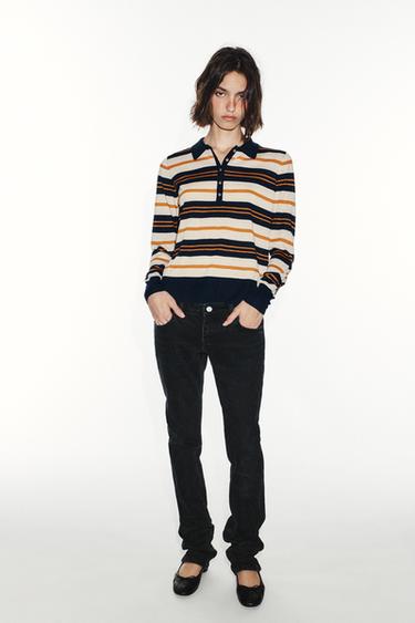 STRIPED KNIT POLO — Multicolored 1