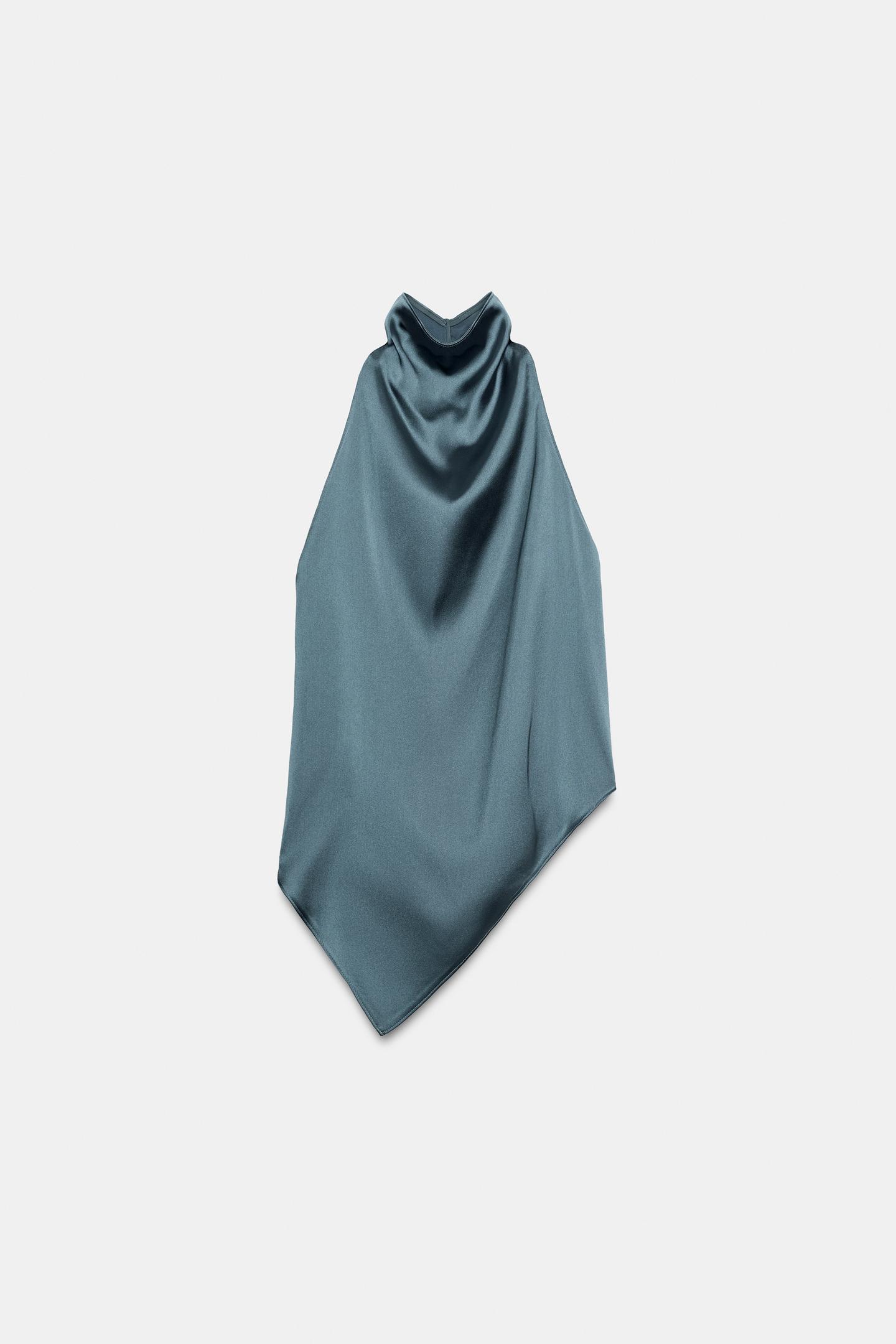 Женский топ Zara Satin Halter Top, цвет: Морской зелёный — фото 4