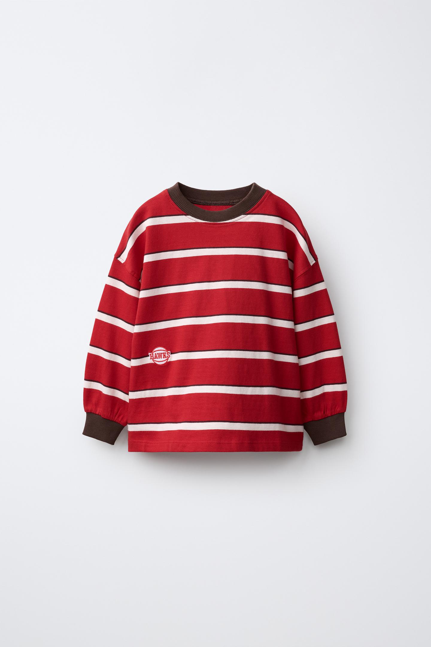 Детская футболка Zara NBA Atlanta Hawks Striped, цвет: Красный — фото 2