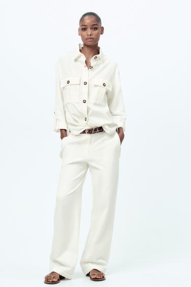 ANIMAL PRINT TROUSERS WITH BELT - Ecru by Zara - Image 0
