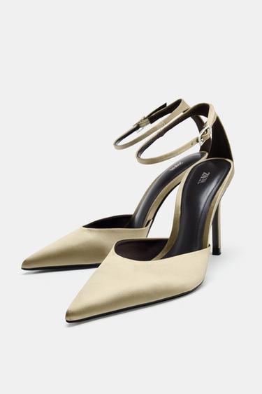 SATIN HIGH-HEEL SHOES WITH STRAP - Greenish by Zara - Image 4