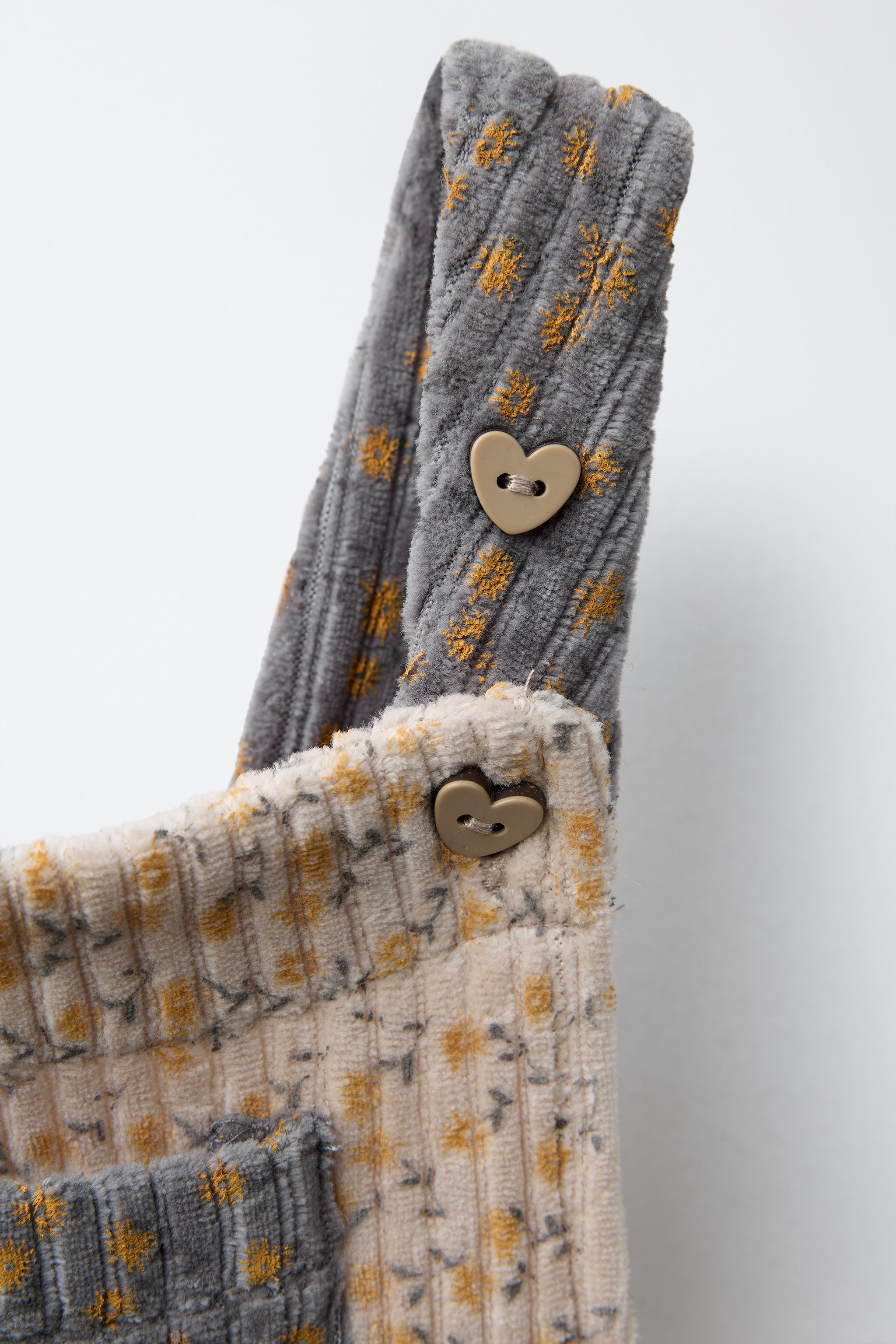 LONG FLORAL CORDUROY OVERALLS