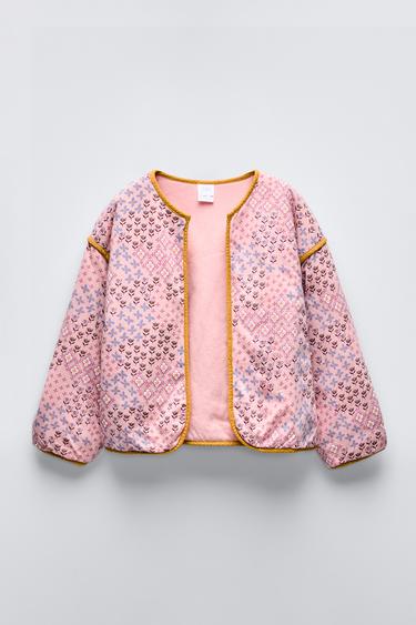 СТЕГАНАЯ КУРТКА С ПРИНТОМ — ПАСТЕЛЬНО-РОЗОВЫЙ от Zara — изображение 0