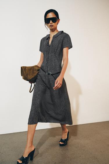 ZW COLLECTION POLKA DOT MIDI DRESS — Black / Ecru 2