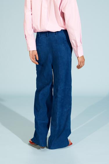 LIMITED EDITION BAGGY SUEDE LEATHER TROUSERS - Electric blue by Zara - Image 2