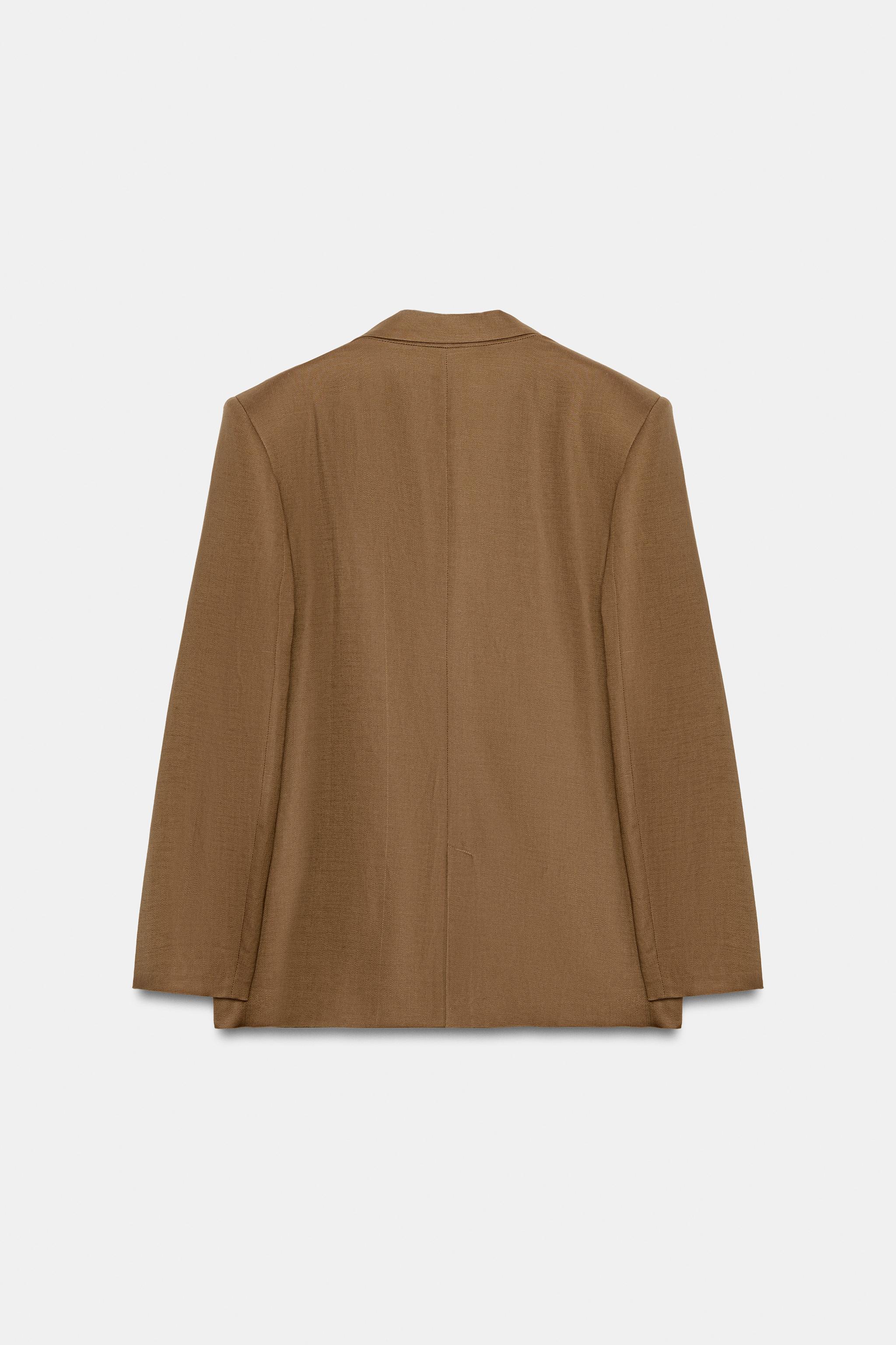 LINEN DOUBLE BREASTED BLAZER WITH ROLLED-UP SLEEVES