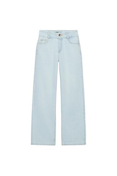 JEANS Z1975 STRAIGHT خصر عال خصر عريض - أزرق فاتح الخاص بـ Zara