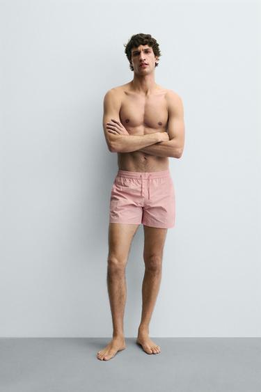 Zara BASIC MID-LENGTH SWIMSUIT - Pink - Image 0