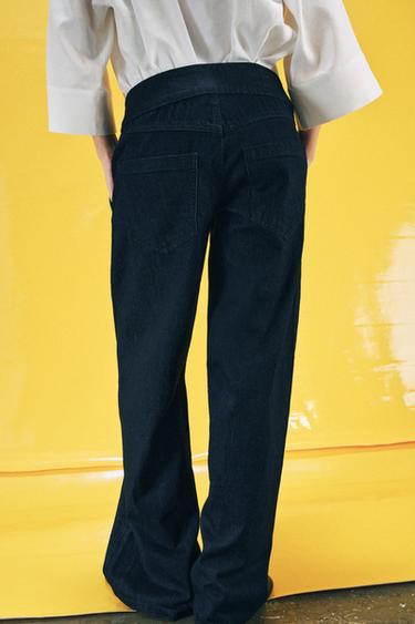 Zaras JEANS Z1975 WIDE LEG LÅG MIDJA - Blå