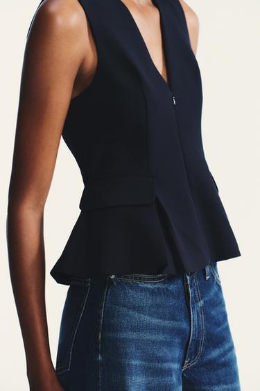 TOP PÉPLUM - Bleu marine foncé de Zara - Image 3