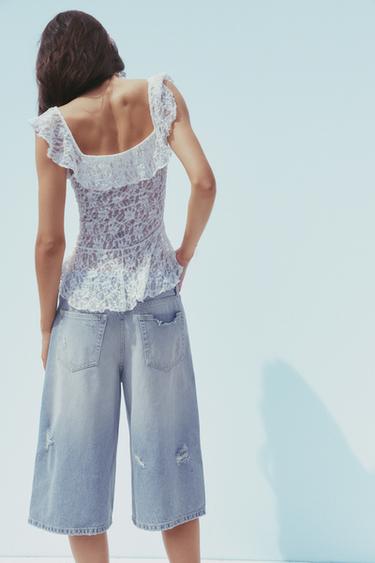HAUT À VOLANTS EN DENTELLE - Blanc de Zara - Image 3