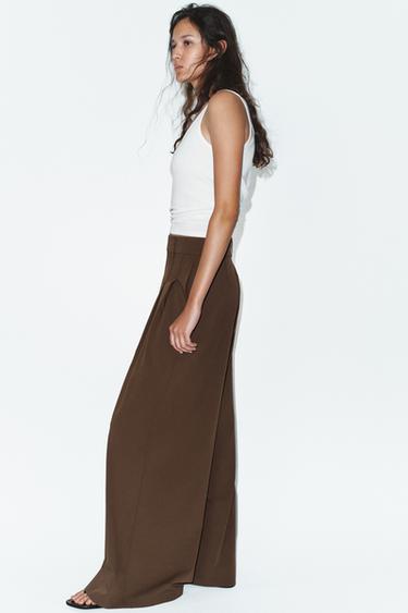 WIDE-LEG TROUSERS WITH DARTS - Brown marl by Zara