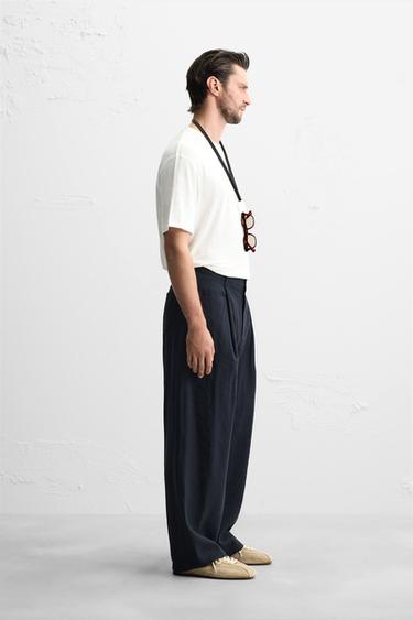 T-SHIRT MÉLANGE LIN - Blanc cassé de Zara - Image 3