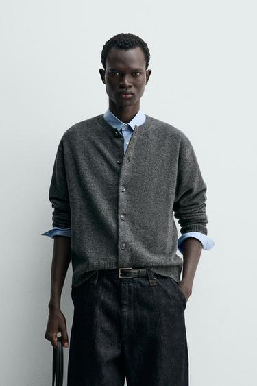 CÁRDIGAN RELAXED FIT MEZCLA LANA - Gris de Zara