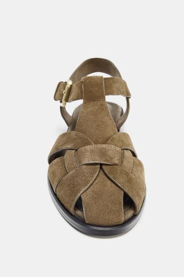 SPLIT SUEDE CAGE SANDALS - Taupe Grey by Zara - Image 4