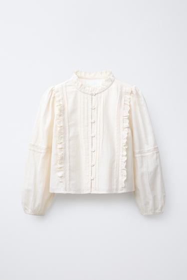 LACE ROMANTIC SHIRT - Ecru by Zara - Image 0