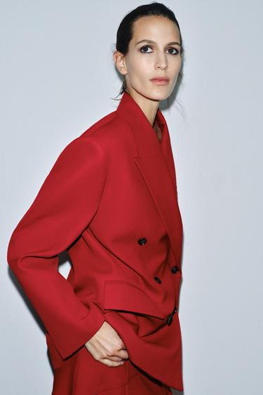 VESTE DROITE À BOUTONNAGE CROISÉ ZW COLLECTION - Rouge de Zara - Image 5