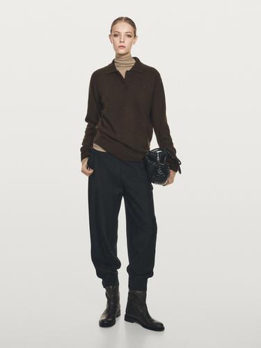 Zara 100% cashmere sweater with pocket detail - Chocolate - Image 0