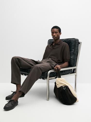 Zara Linen jogger fit trousers - Dark salmon