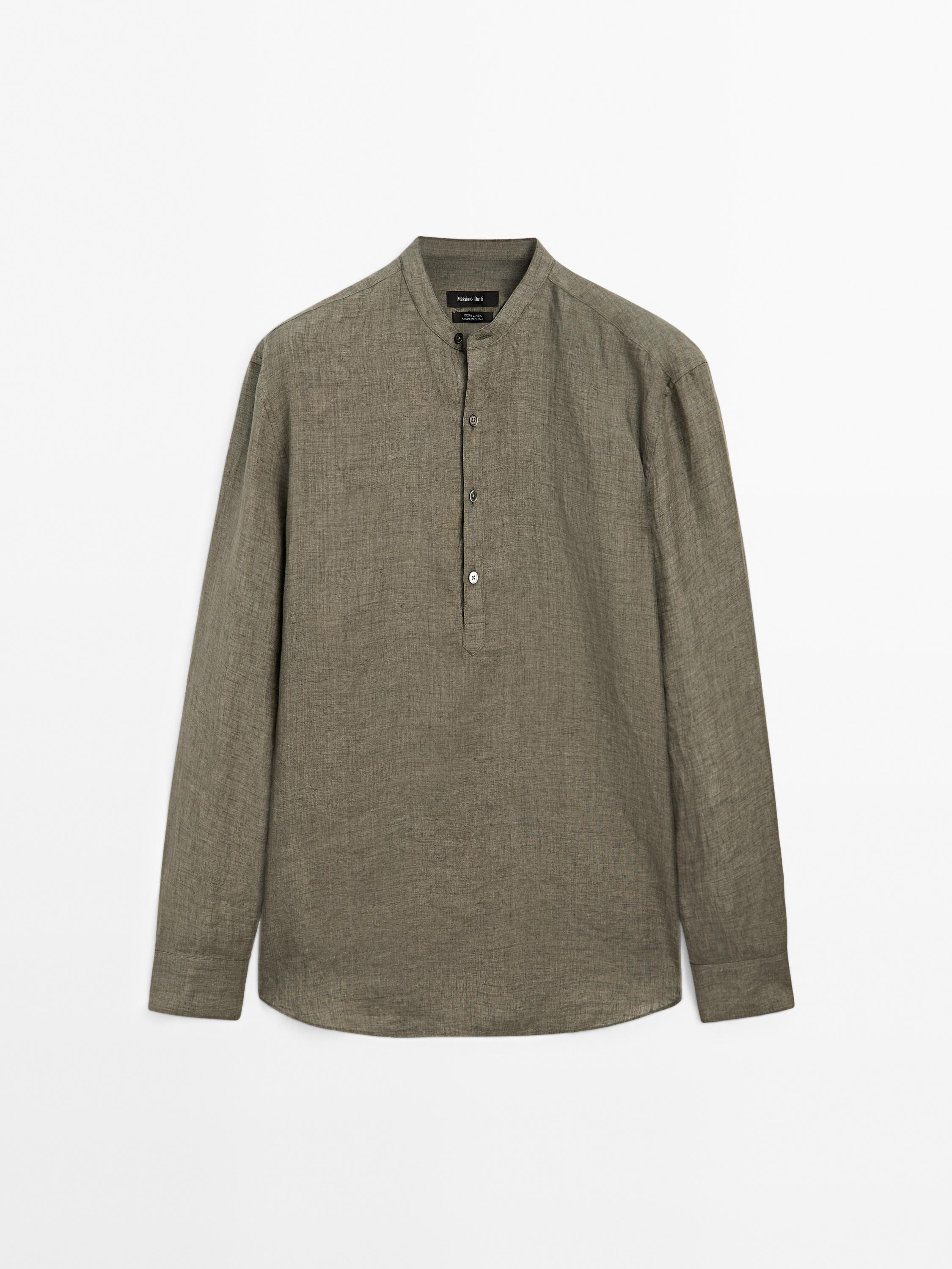 Regular fit faded linen shirt