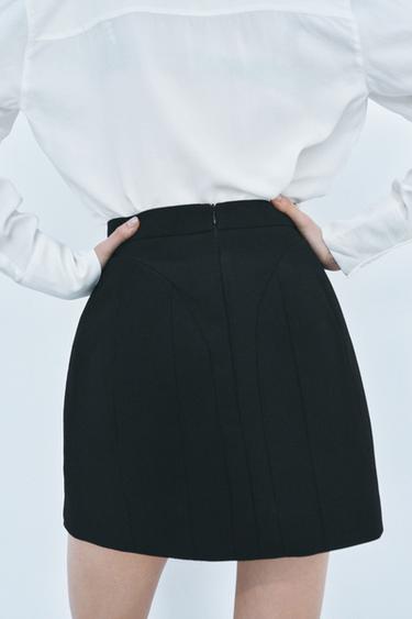 JUPE COURTE À TEXTURE ZW COLLECTION - Noir de Zara - Image 2