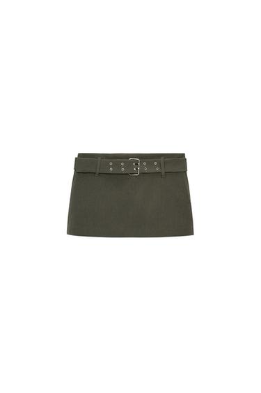 FALDA PANTALÓN CINTURÓN - Khaki oscuro de Zara