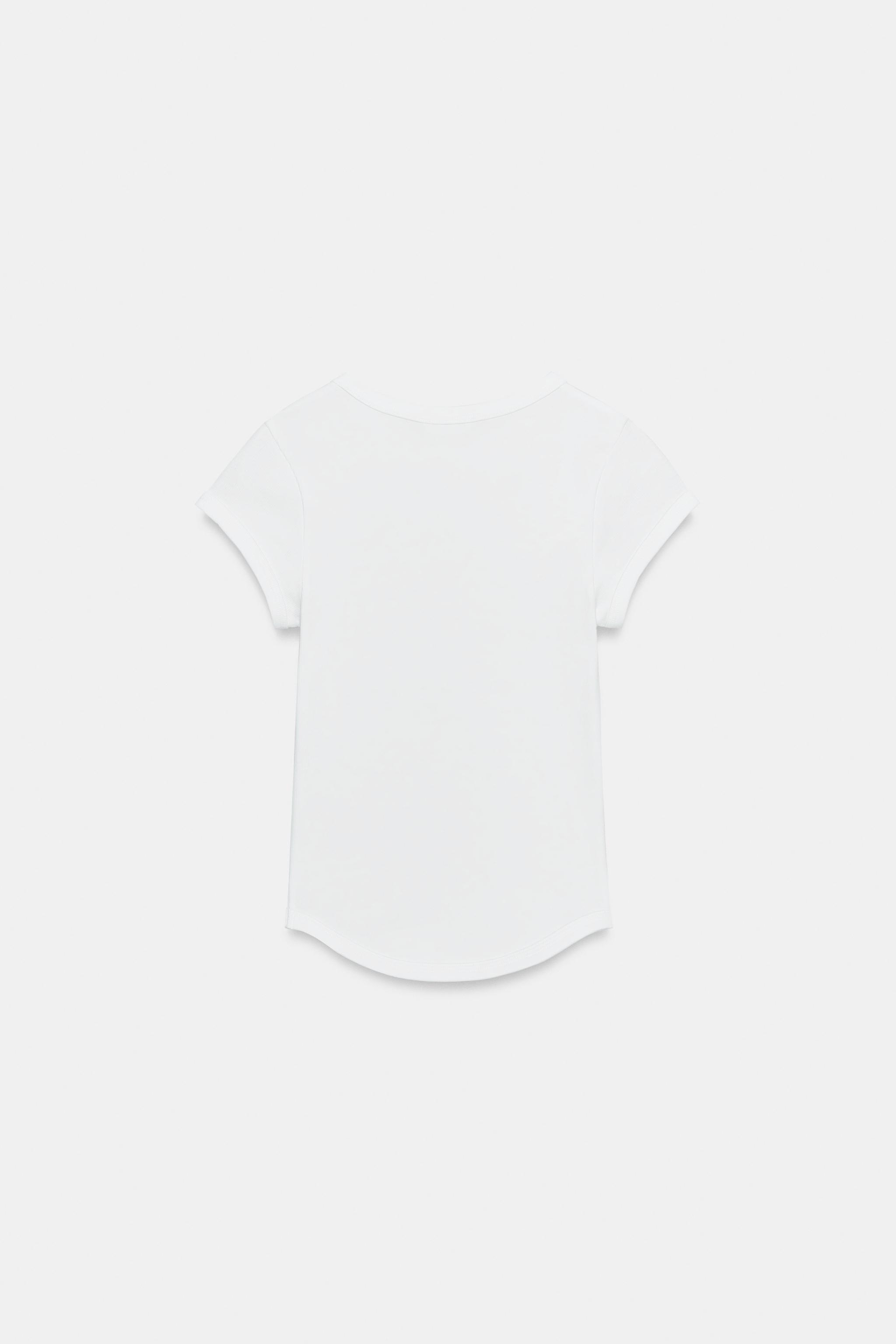 T-SHIRT CÔTELÉ À MANCHES COURTES