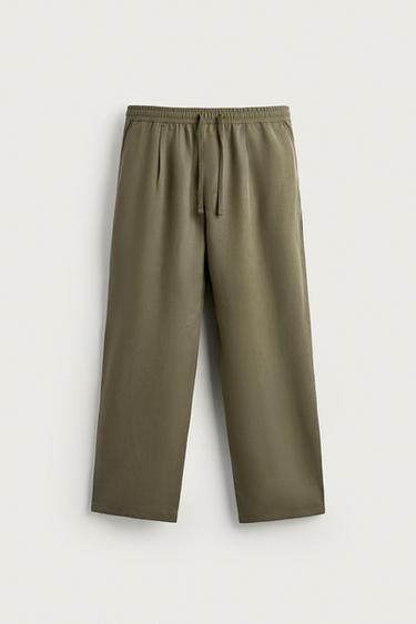 QUẦN ỐNG SUÔNG 100% LYOCELL - Màu xanh ô liu từ Zara
