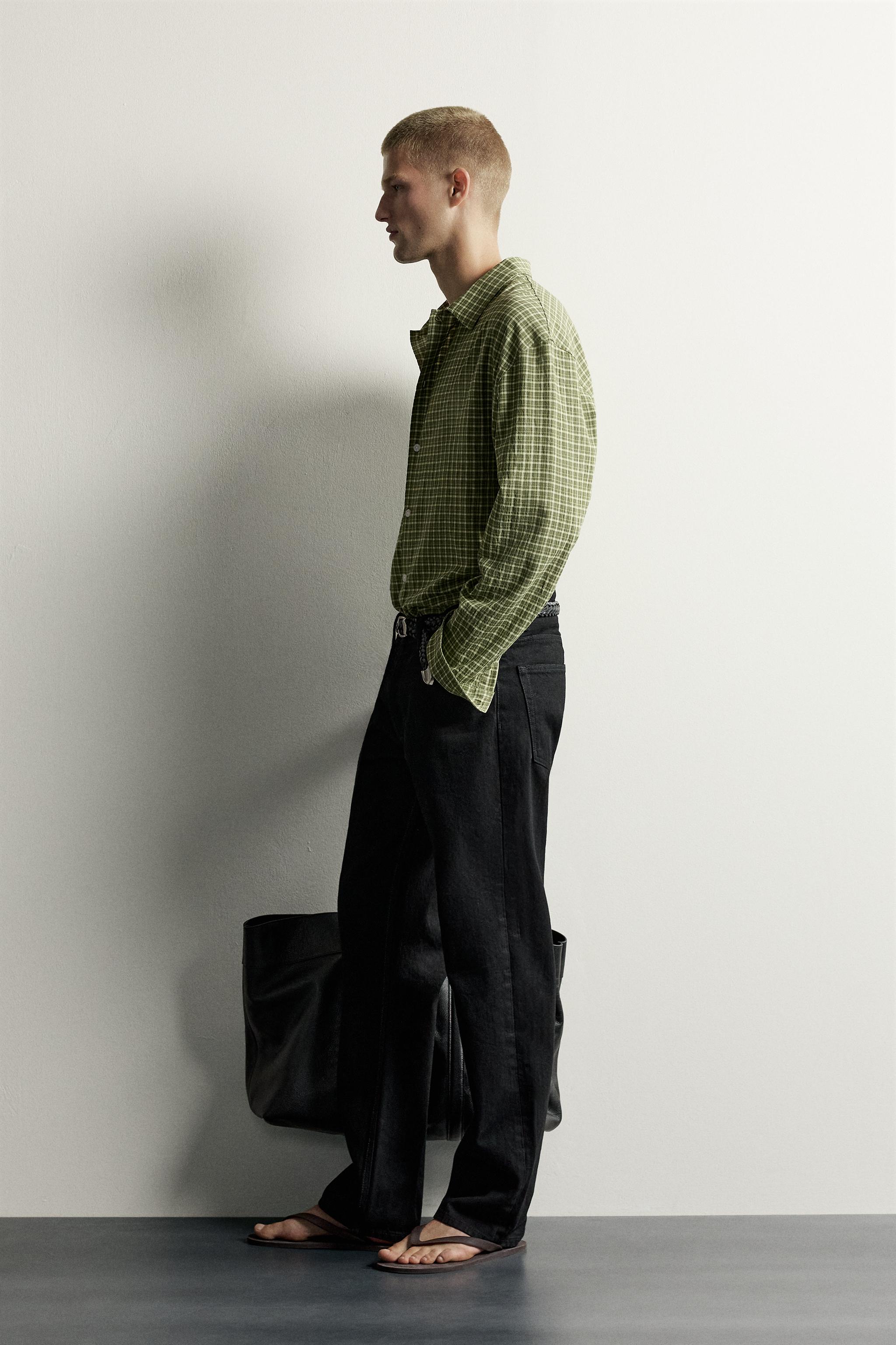 Мужские рубашки Zara PLAID FLUID SHIRT — фото 4