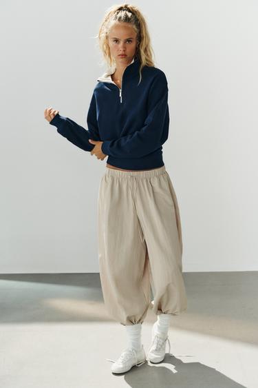 TECHNICAL FABRIC SAROUEL TROUSERS - Stone by Zara