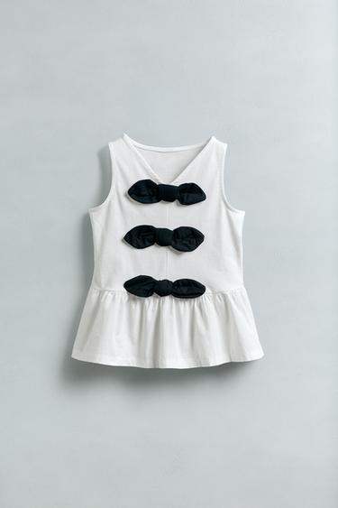 T-SHIRT COMBINÉ AVEC LACETS - Blanc de Zara - Image 4