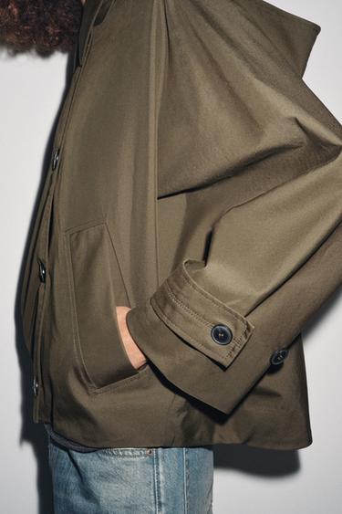 TRENCH DÉPERLANT ZW COLLECTION - Kaki clair de Zara - Image 3
