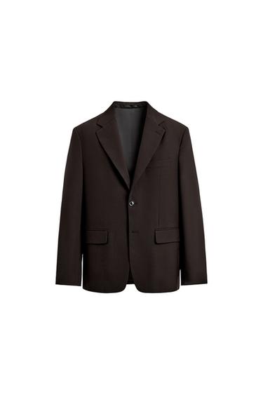 WOOL SUIT BLAZER - Brown by Zara