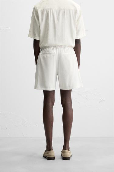 BERMUDA EN COTON ET LIN - Blanc de Zara - Image 2