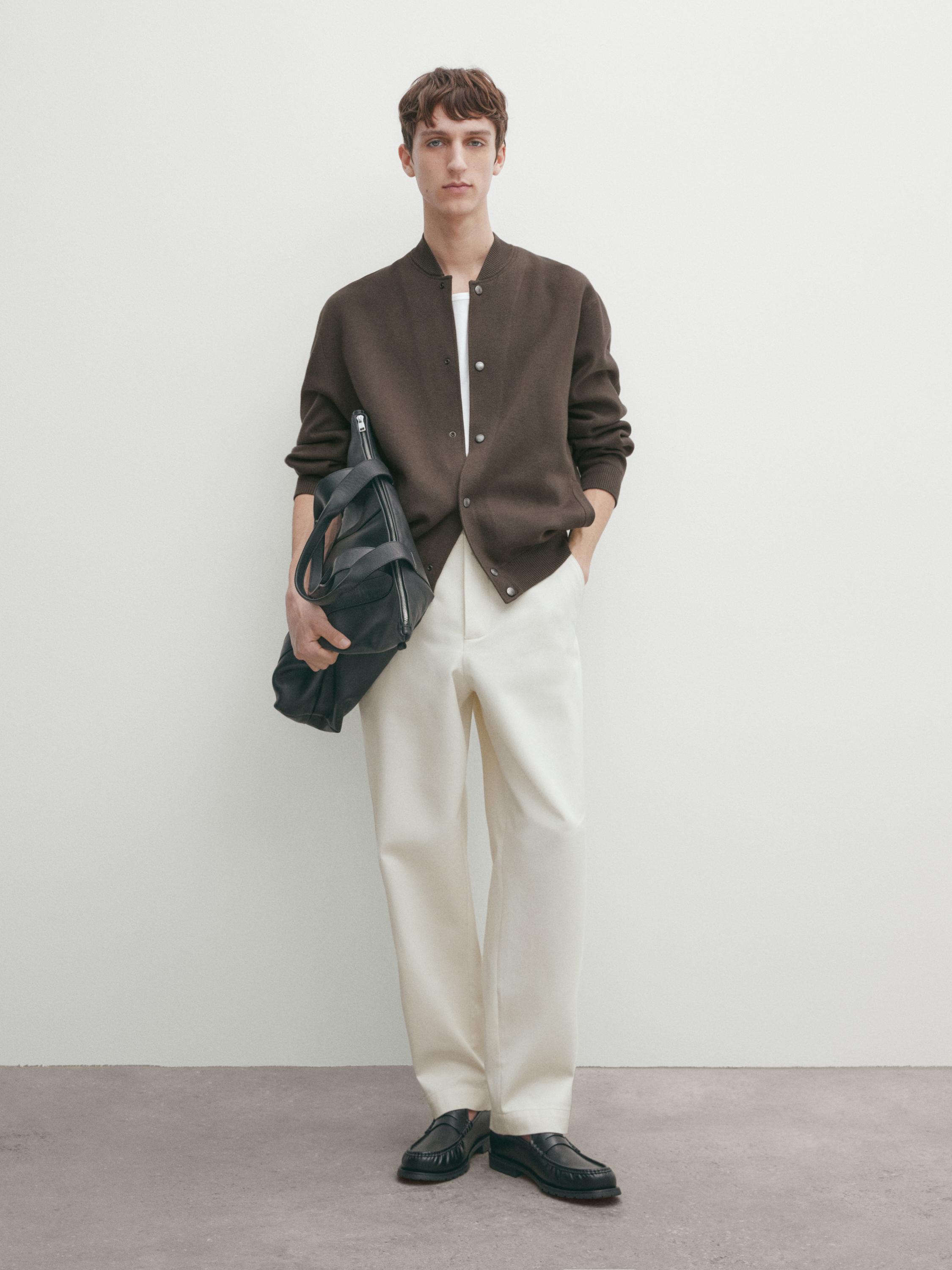 Knit bomber jacket with snap-buttons - Light tan | ZARA United States
