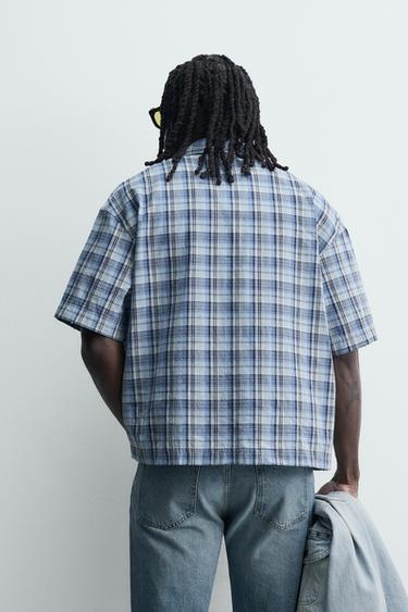 BOXY FIT CHECK SHIRT - Blue by Zara - Image 2