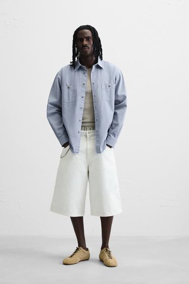 OVERSIZED FIT DENIM BERMUDA SHORTS - White by Zara