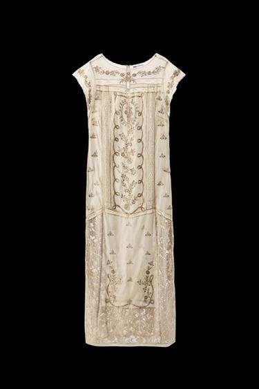 Zara LIMITED EDITION SEQUIN EMBROIDERED DRESS - Oyster-white - Image 0