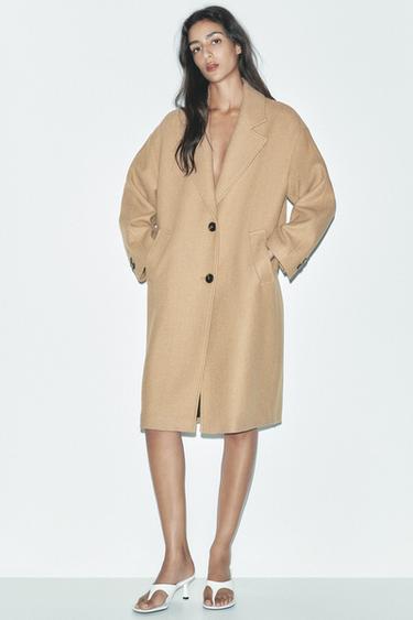 OVERSIZED COAT WITH WOOL - camel by Zara - Image 0