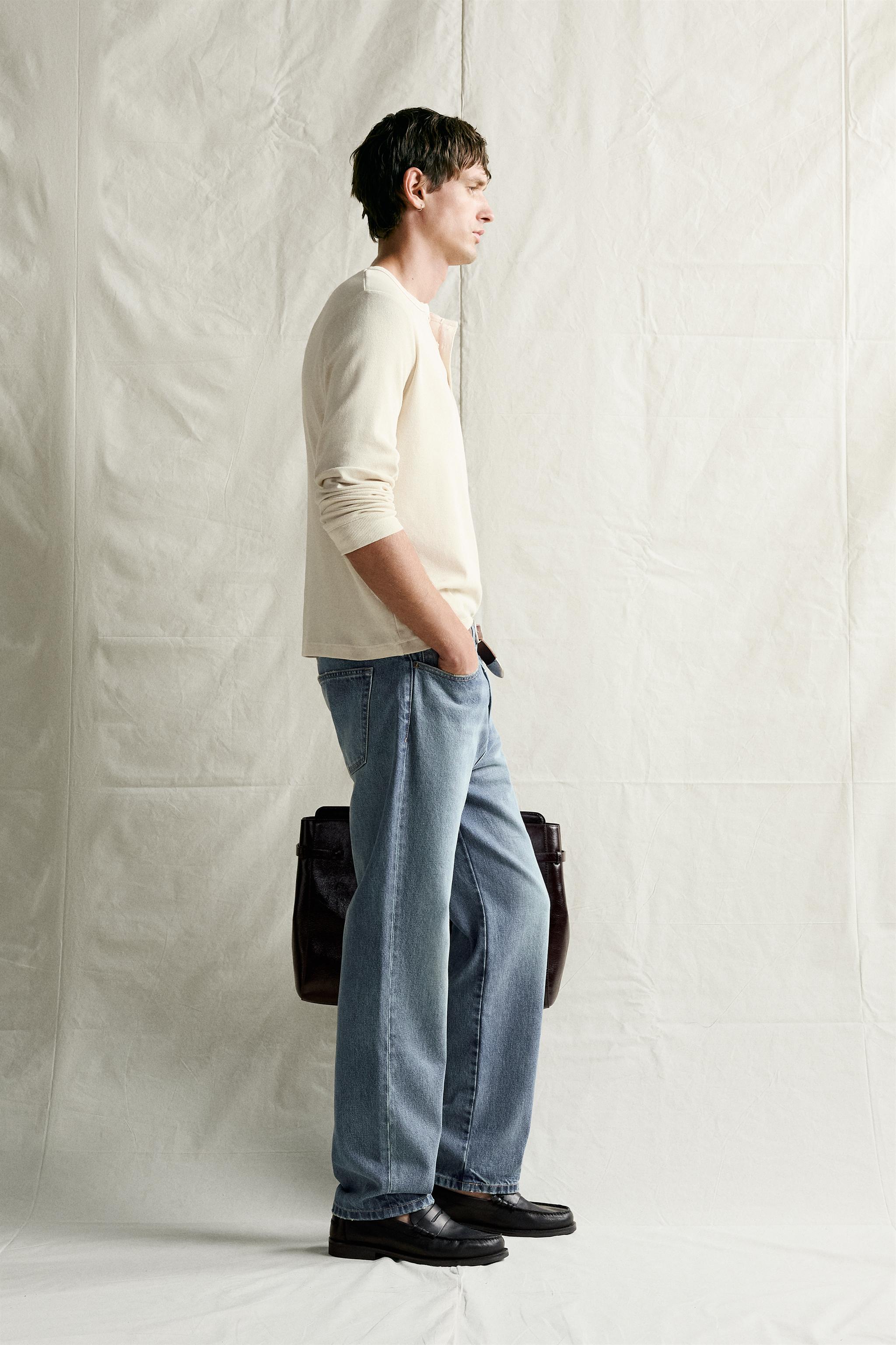 Мужские футболки Zara COTTON-LINEN HENLEY T-SHIRT — фото 4