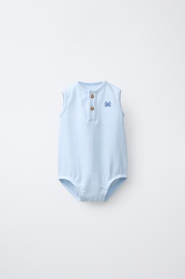 CRAB EMBROIDERED BODYSUIT - Pastel blue by Zara - Image 0